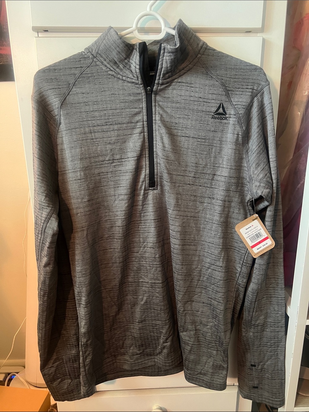 Reebok Men's Gray Heather Quarter-Zip Performance Jacket